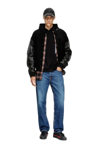 l-nyman Giacca bomber Varsity in cotone e pelle