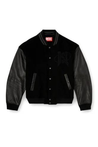 l-nyman Giacca bomber Varsity in cotone e pelle