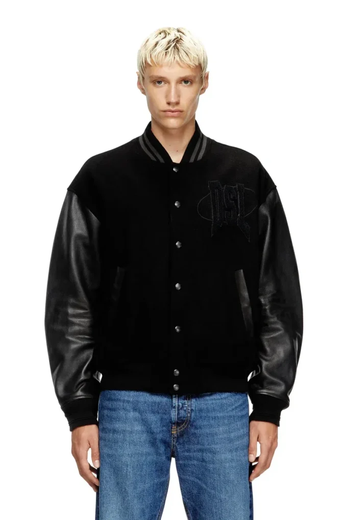 l-nyman Giacca bomber Varsity in cotone e pelle l-nyman Giacca bomber Varsity in cotone e pelle