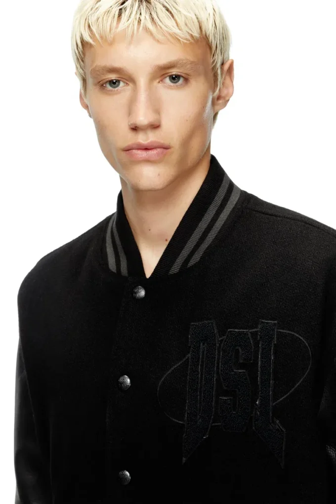 l-nyman Giacca bomber Varsity in cotone e pelle l-nyman Giacca bomber Varsity in cotone e pelle