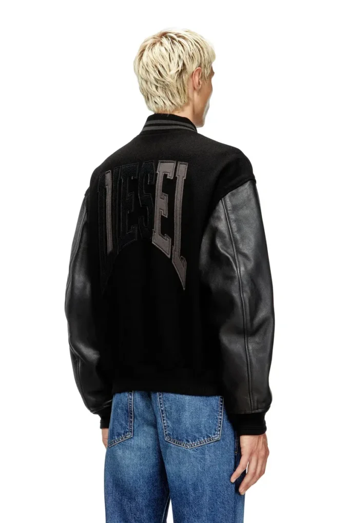 l-nyman Giacca bomber Varsity in cotone e pelle l-nyman Giacca bomber Varsity in cotone e pelle
