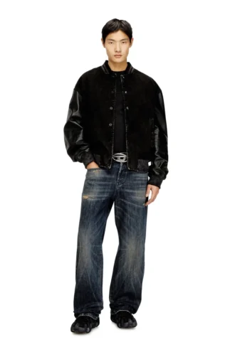 l-nyn Bomber in denim e pelle