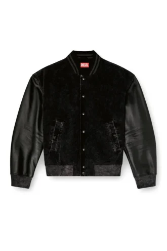 l-nyn Bomber in denim e pelle