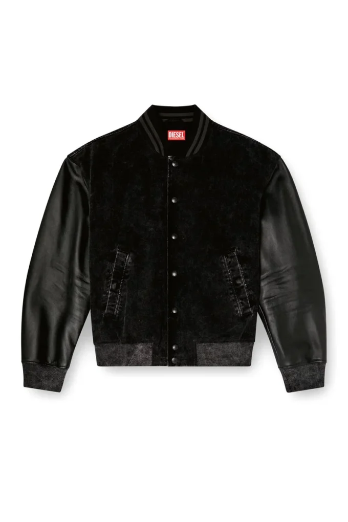 l-nyn Bomber in denim e pelle