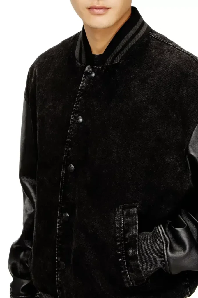 l-nyn Bomber in denim e pelle