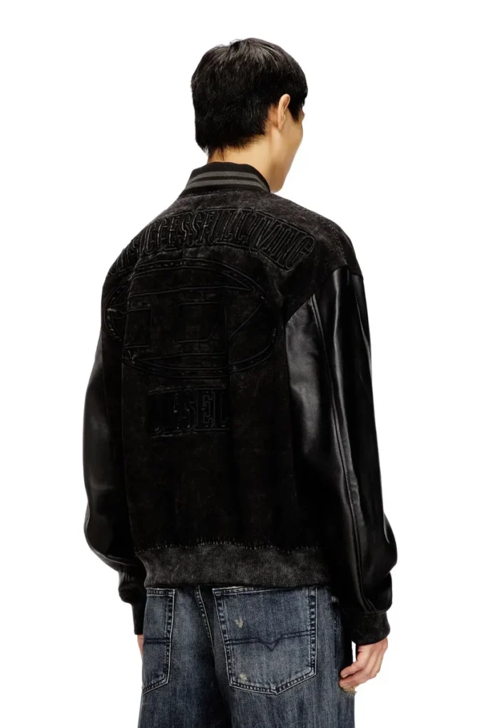 l-nyn Bomber in denim e pelle