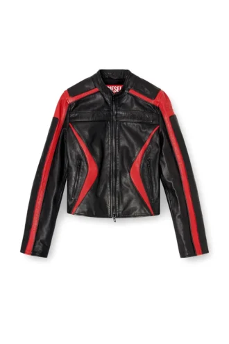 l-ovable Giacca da motociclista in pelle color block l-ovable Giacca da motociclista in pelle color block