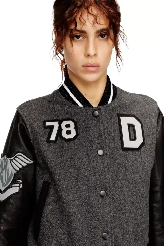 l-real-cp Giacca college corta in lana e pelle l-real-cp Giacca college corta in lana e pelle