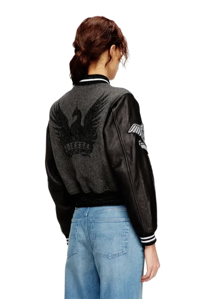 l-real-cp Giacca college corta in lana e pelle l-real-cp Giacca college corta in lana e pelle