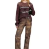 l-ysa Pantaloni in pelle effetto consumato dal taglio jeans l-ysa Pantaloni in pelle effetto consumato dal taglio jeans