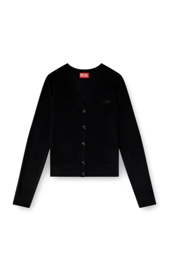 m-alima Cardigan in lana con logo ritagliato