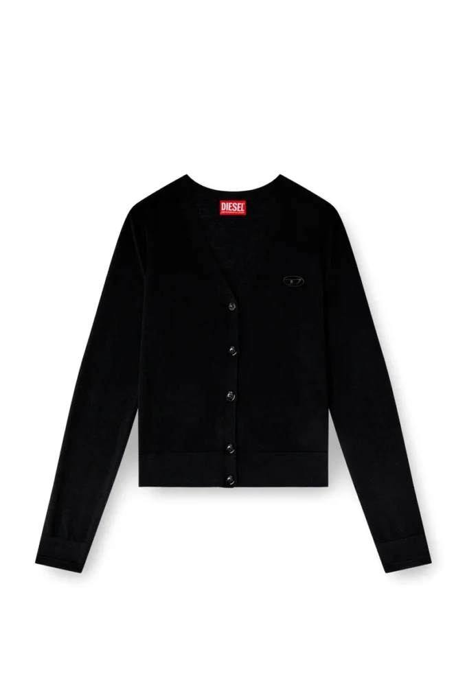 m-alima Cardigan in lana con logo ritagliato m-alima Cardigan in lana con logo ritagliato