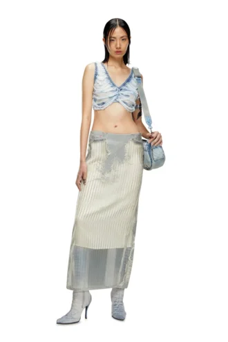 m-bletilla Top a reggiseno in maglia indaco destroyed