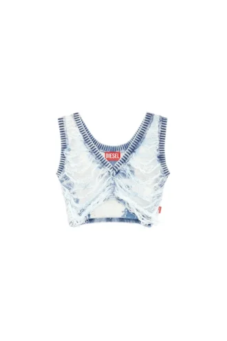 m-bletilla Top a reggiseno in maglia indaco destroyed