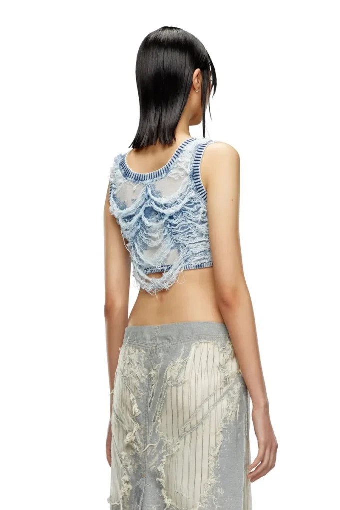m-bletilla Top a reggiseno in maglia indaco destroyed m-bletilla Top a reggiseno in maglia indaco destroyed