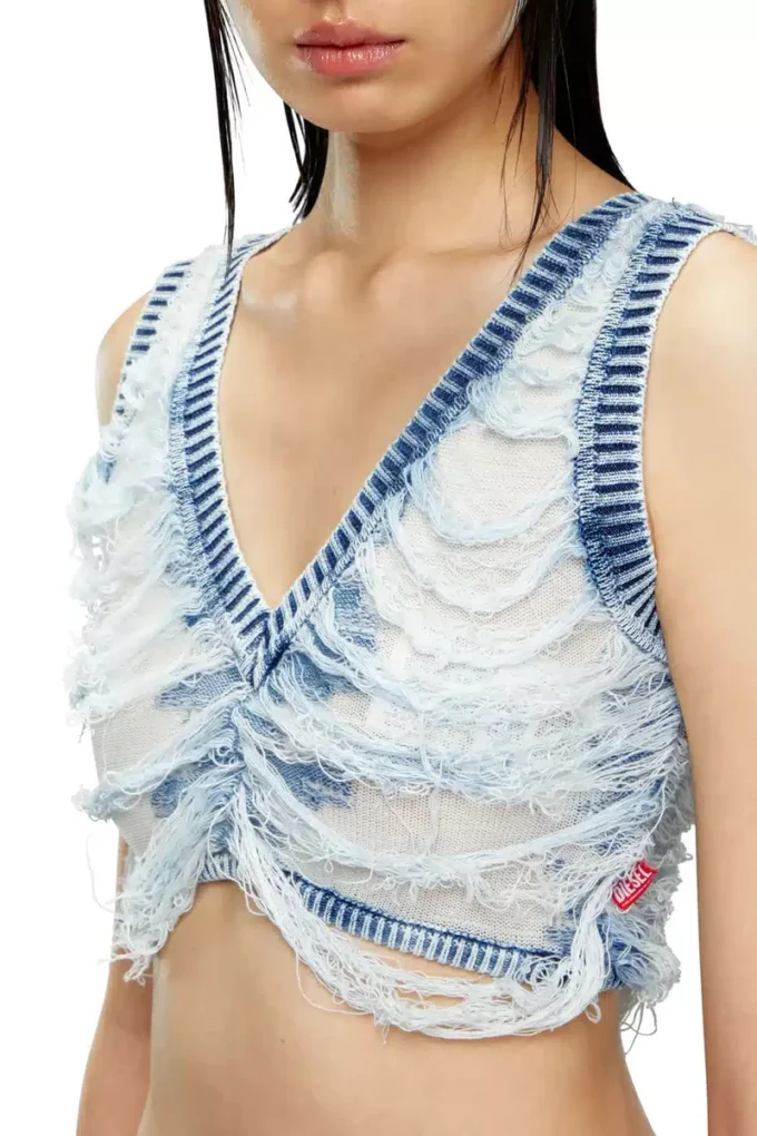 m-bletilla Top a reggiseno in maglia indaco destroyed m-bletilla Top a reggiseno in maglia indaco destroyed
