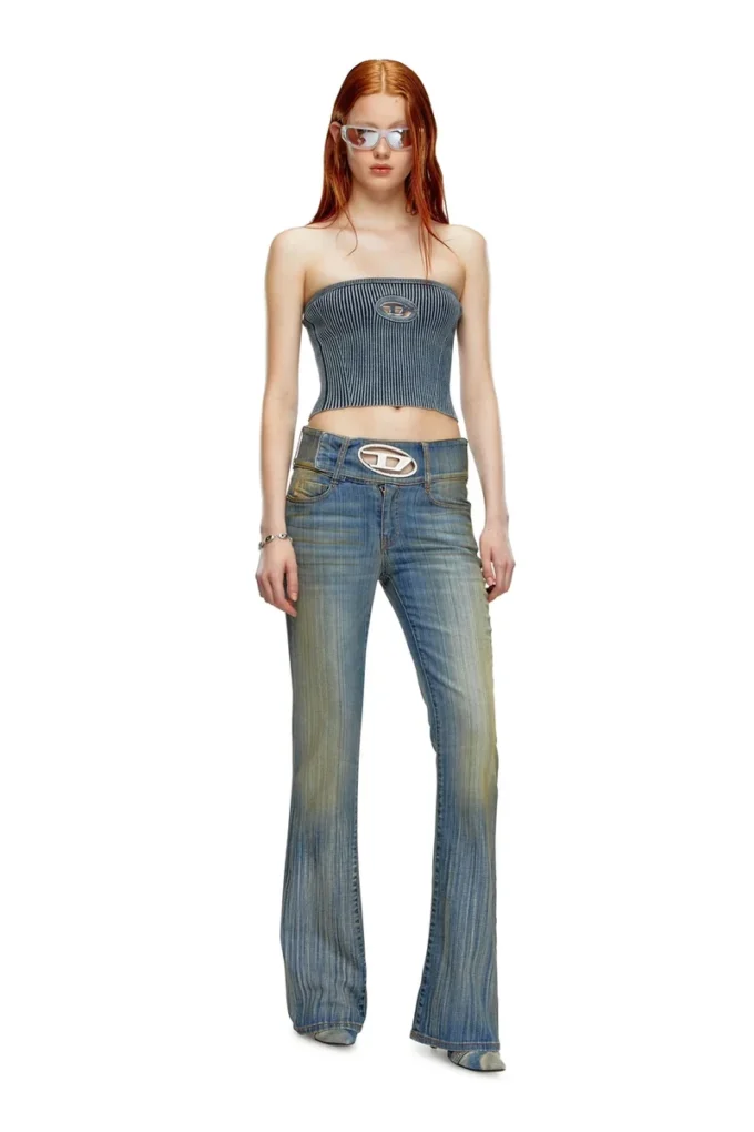 m-clarksvillex-c Top a fascia in maglia a costine con Oval D