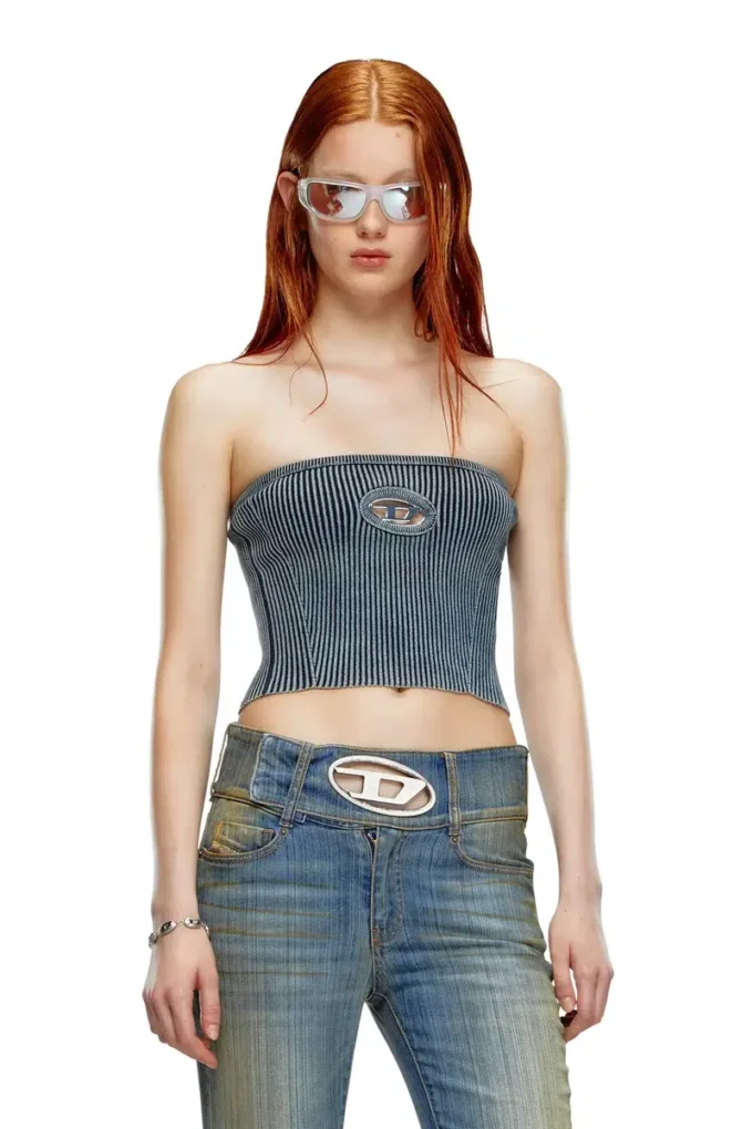 m-clarksvillex-c Top a fascia in maglia a costine con Oval D