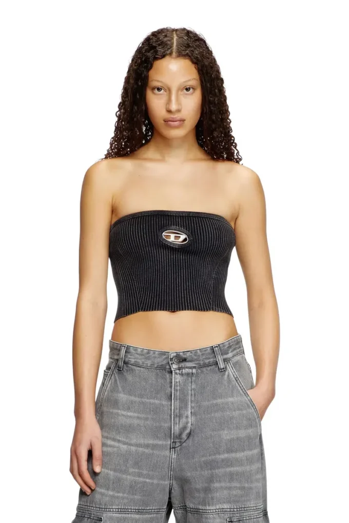 m-clarksvillex-c Top tubino in maglia con logo ritagliato