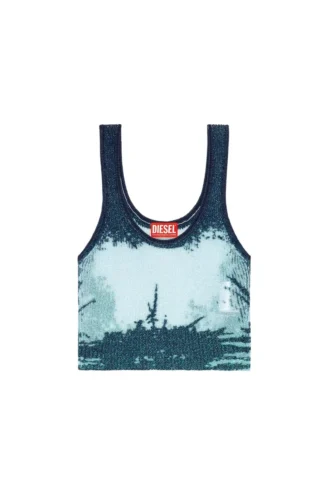 m-deidrina Top corto in maglia metallizzata devoré
