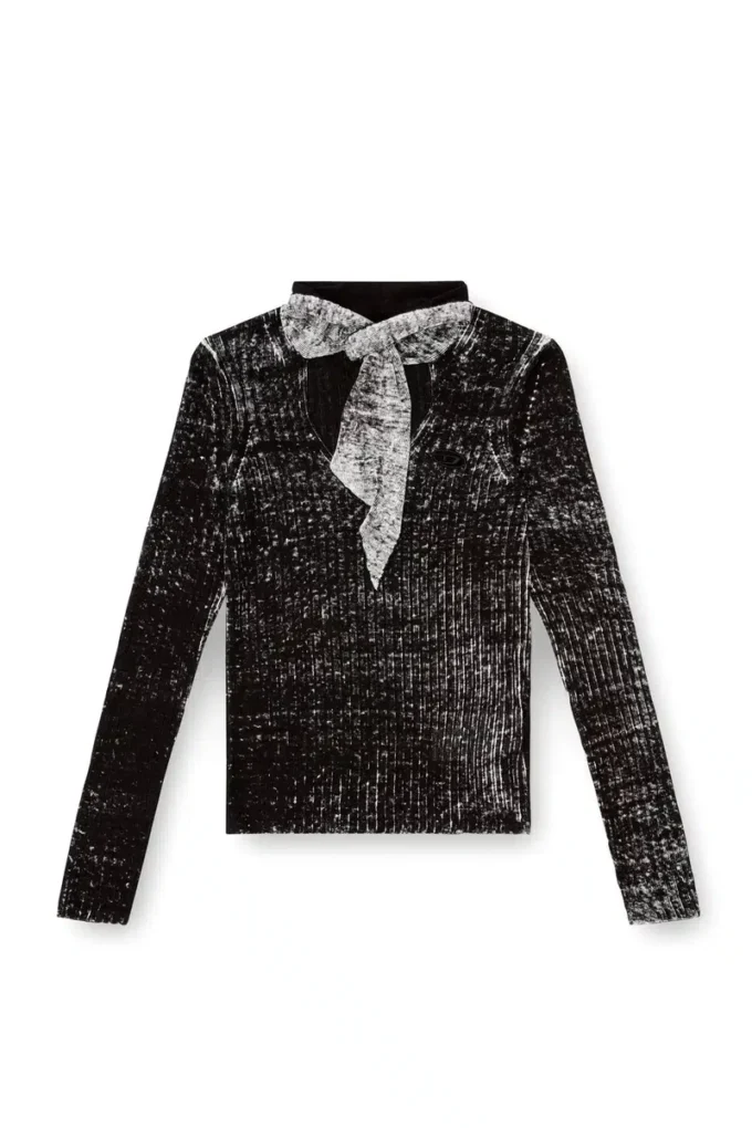 m-elan Maglione con scollo a goccia e laccio in lino