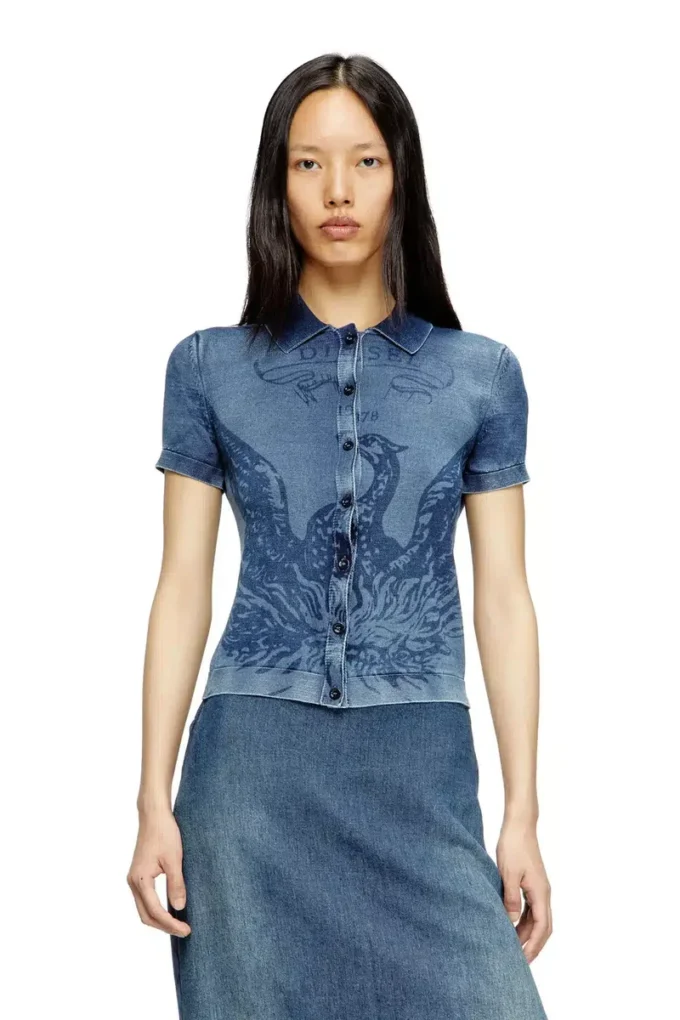 m-fenny Cardigan-camicia indaco con logo Phoenix m-fenny Cardigan-camicia indaco con logo Phoenix