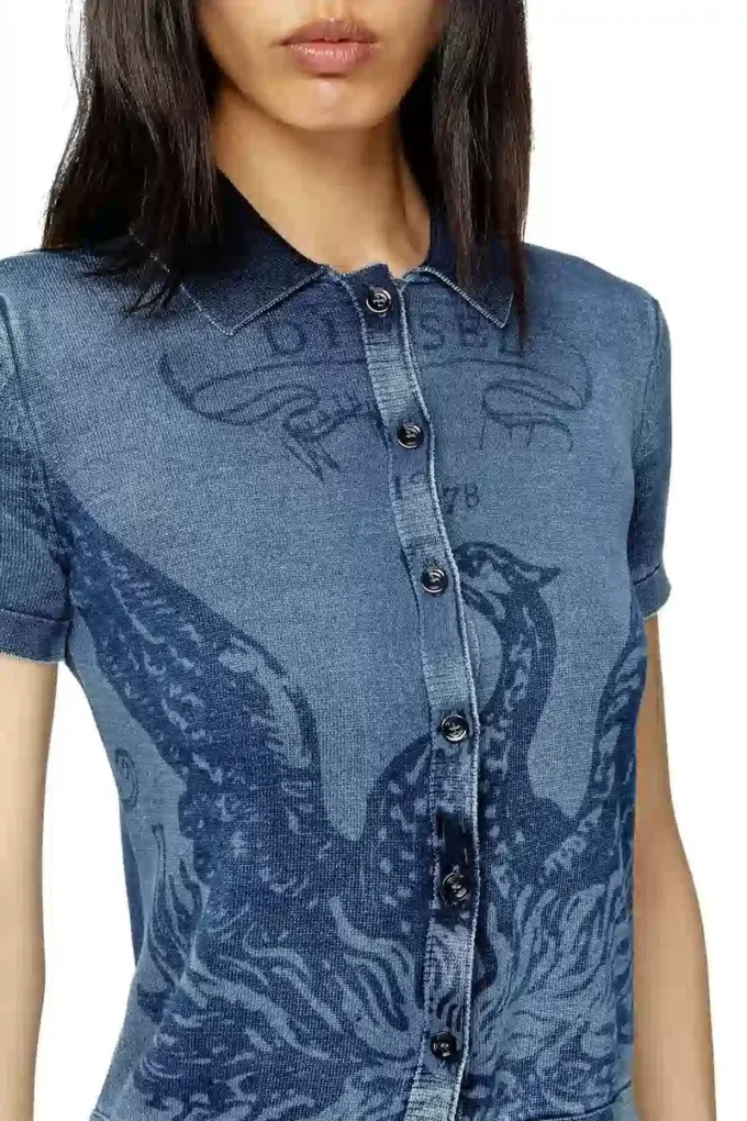 m-fenny Cardigan-camicia indaco con logo Phoenix m-fenny Cardigan-camicia indaco con logo Phoenix