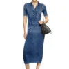 m-fenny-drs Abito midi polo in maglia effetto denim