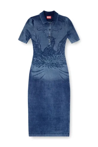 m-fenny-drs Abito midi polo in maglia effetto denim