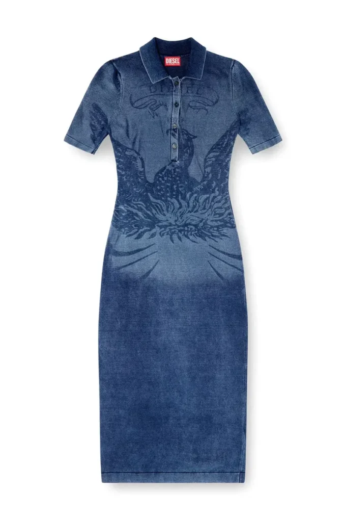 m-fenny-drs Abito midi polo in maglia effetto denim