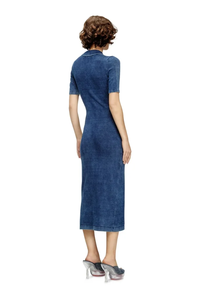 m-fenny-drs Abito midi polo in maglia effetto denim