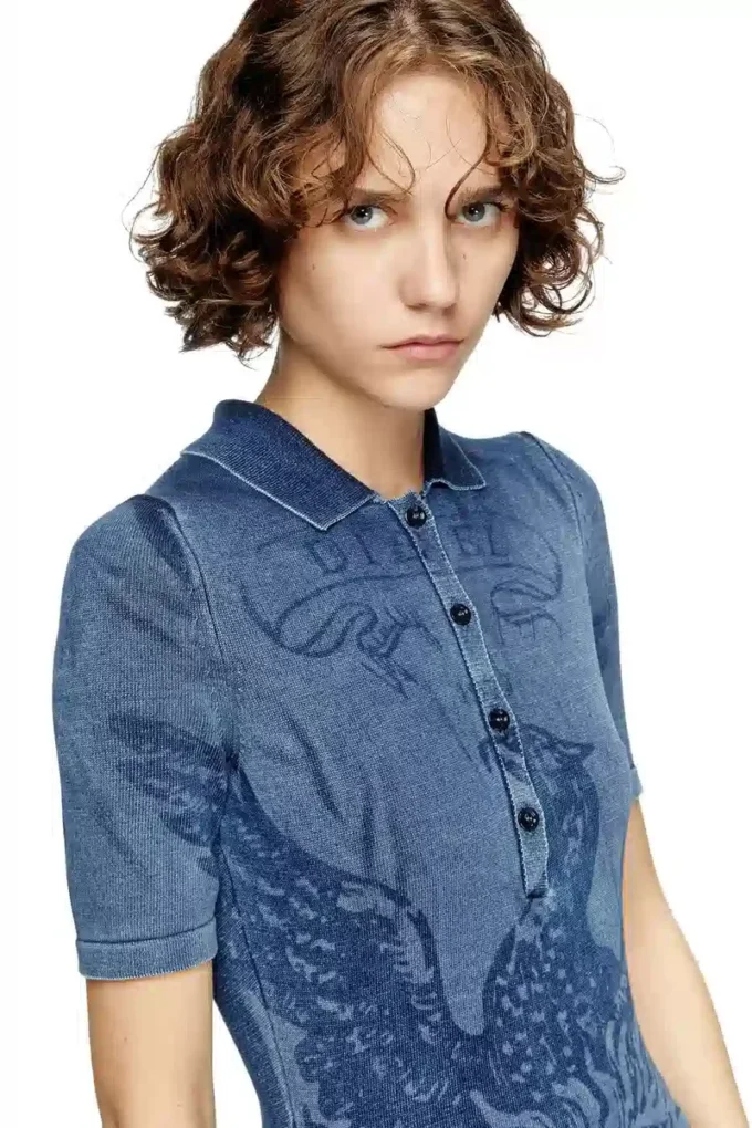 m-fenny-drs Abito midi polo in maglia effetto denim