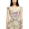 m-fiore Top in maglia con spalle arricciate e stampa medievale m-fiore Top in maglia con spalle arricciate e stampa medievale