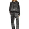 m-hermine Cardigan con cappuccio in lana con stampa rovesciata