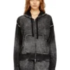 m-hermine Cardigan con cappuccio in lana con stampa rovesciata