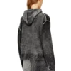 m-hermine Cardigan con cappuccio in lana con stampa rovesciata