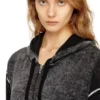 m-hermine Cardigan con cappuccio in lana con stampa rovesciata