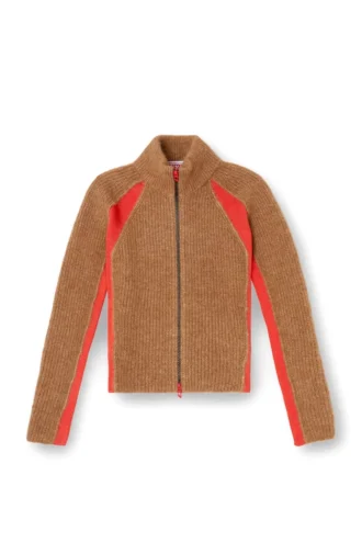 m-louise Cardigan in misto alpaca con inserti a contrasto