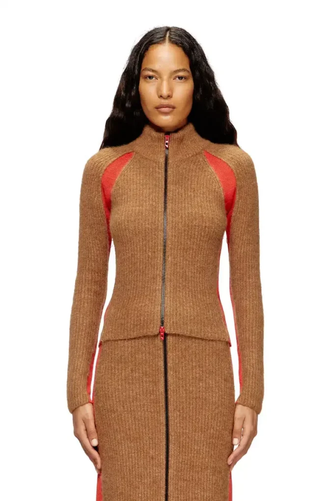 m-louise Cardigan in misto alpaca con inserti a contrasto