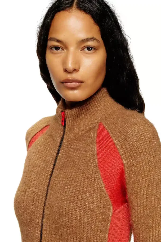 m-louise Cardigan in misto alpaca con inserti a contrasto