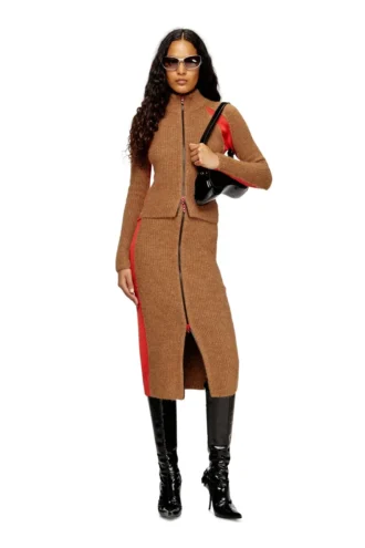 m-lousi Gonna midi in alpaca con zip frontale