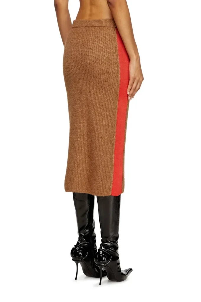 m-lousi Gonna midi in alpaca con zip frontale
