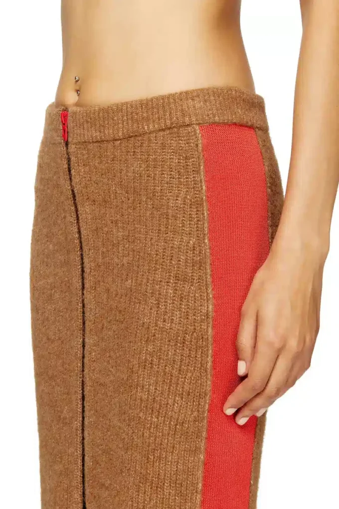 m-lousi Gonna midi in alpaca con zip frontale