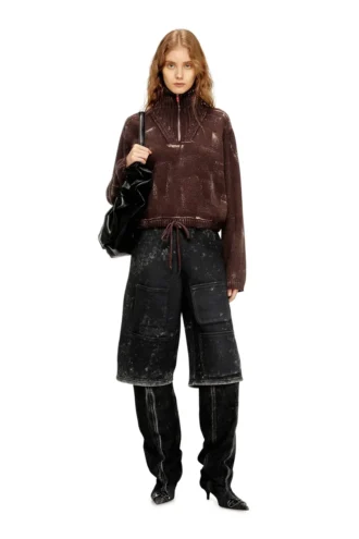 m-marcellette Maglione con mezza zip effetto consumato
