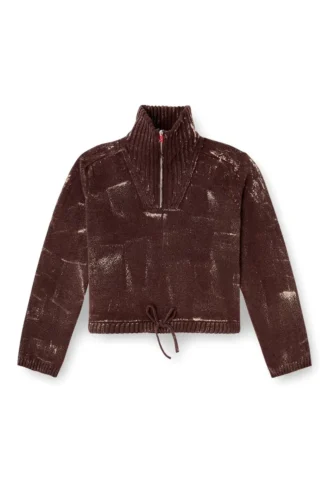 m-marcellette Maglione con mezza zip effetto consumato