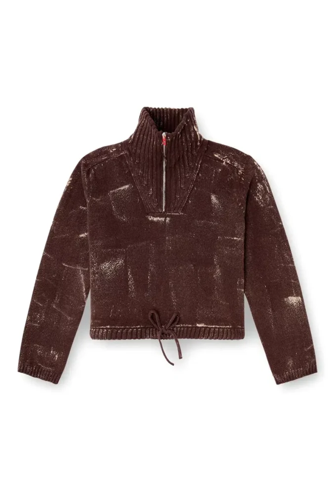 m-marcellette Maglione con mezza zip effetto consumato