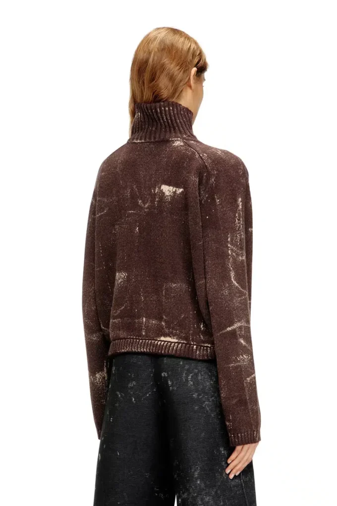 m-marcellette Maglione con mezza zip effetto consumato