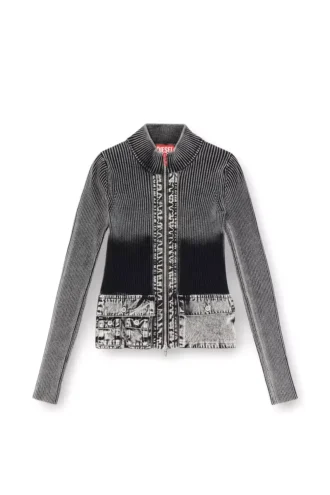 m-melissa Cardigan con zip e tasche cargo in denim