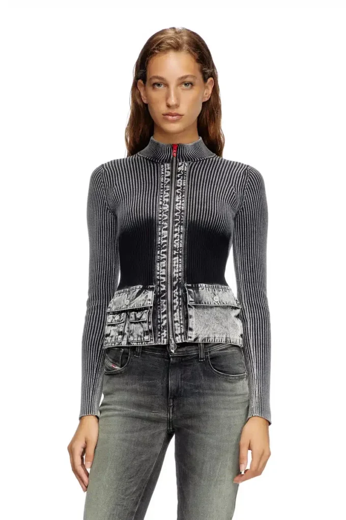 m-melissa Cardigan con zip e tasche cargo in denim m-melissa Cardigan con zip e tasche cargo in denim