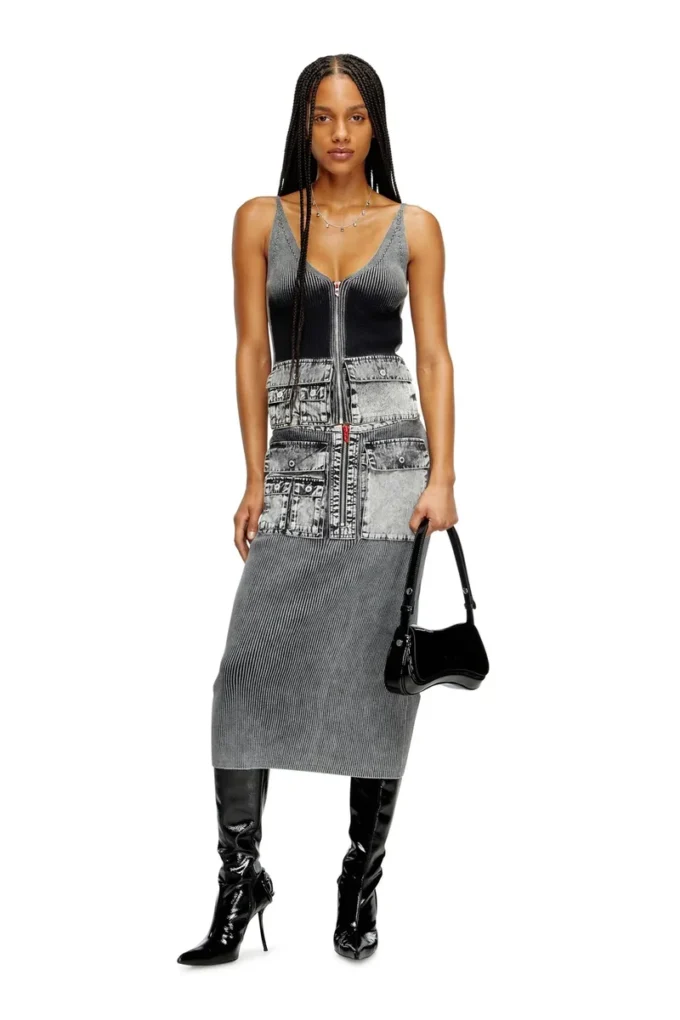 m-melly Canotta in maglia con tasche cargo in denim m-melly Canotta in maglia con tasche cargo in denim